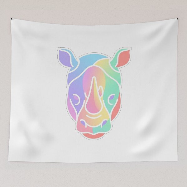 Item preview, Colorful Rainbow Rhino Minimalist Head Portrait designed and sold by Owcomm.