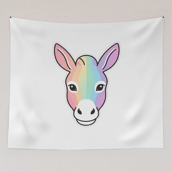 Item preview, Cute Rainbow Donkey Face Portrait Illustration designed and sold by Owcomm.