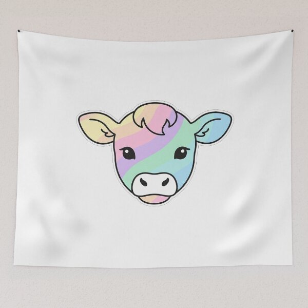 Item preview, Cute Rainbow Pastel Cow Face Illustration designed and sold by Owcomm.