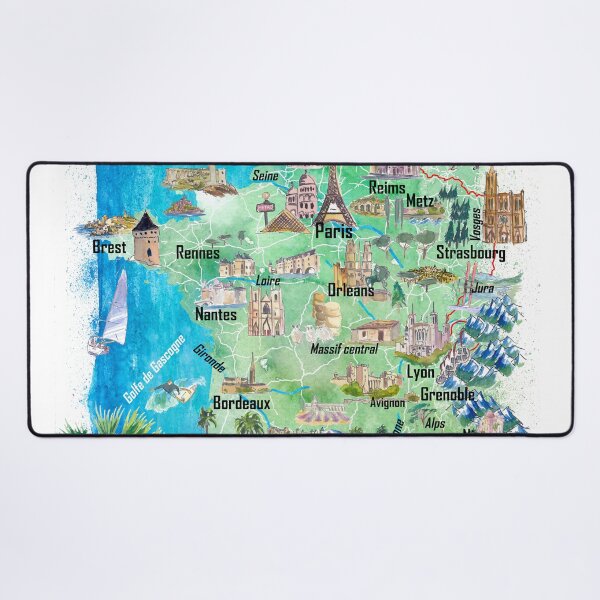 Item preview, France Illustrated Map – Travel Memory Print, French Regions Wall Art, Europe Gift designed and sold by artshop77.