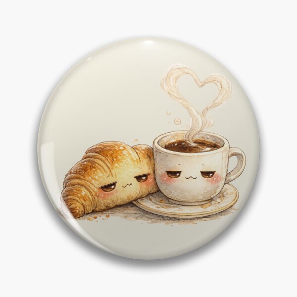 Item preview, Kawaii Croissant and Coffee Watercolor Illustration – Cute Morning Breakfast Friends designed and sold by MagicMakerPh.