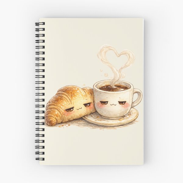 Item preview, Kawaii Croissant and Coffee Watercolor Illustration – Cute Morning Breakfast Friends designed and sold by MagicMakerPh.