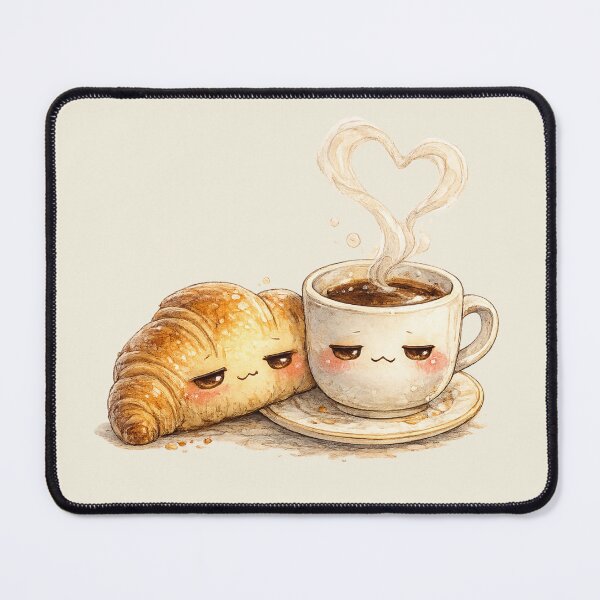 Item preview, Kawaii Croissant and Coffee Watercolor Illustration – Cute Morning Breakfast Friends designed and sold by MagicMakerPh.