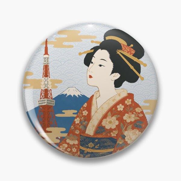 Item preview, Tokyo Geisha - Japanese Woman with Mt. Fuji and Tokyo Tower designed and sold by medicalkinoko.
