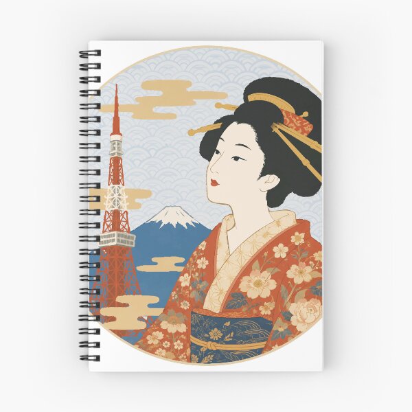 Item preview, Tokyo Geisha - Japanese Woman with Mt. Fuji and Tokyo Tower designed and sold by medicalkinoko.