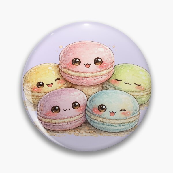 Item preview, Kawaii Rainbow Macarons Watercolor Illustration – Cute Pastel Dessert Character Family designed and sold by MagicMakerPh.