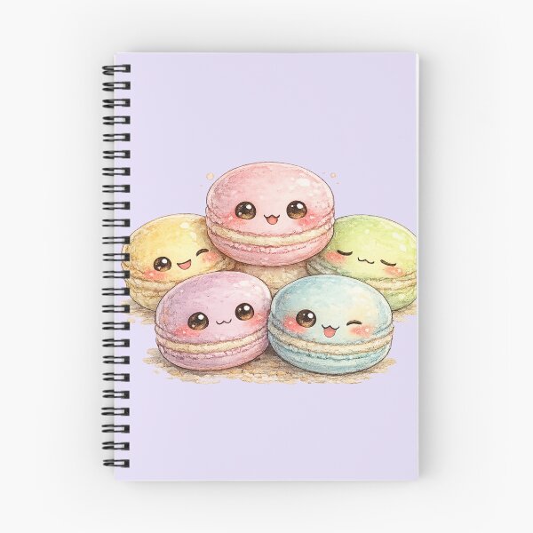 Item preview, Kawaii Rainbow Macarons Watercolor Illustration – Cute Pastel Dessert Character Family designed and sold by MagicMakerPh.