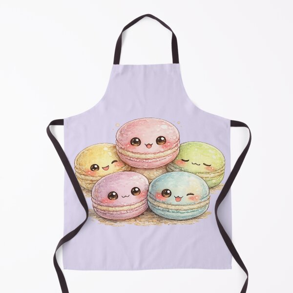 Item preview, Kawaii Rainbow Macarons Watercolor Illustration – Cute Pastel Dessert Character Family designed and sold by MagicMakerPh.