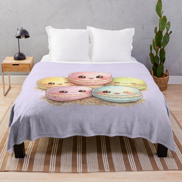 Item preview, Kawaii Rainbow Macarons Watercolor Illustration – Cute Pastel Dessert Character Family designed and sold by MagicMakerPh.