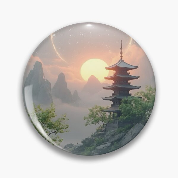 Item preview, Tranquil Serenity A Mystical Pagoda in an Ethereal Landscape Journey Through Nature Wonders designed and sold by Matt_Smith.