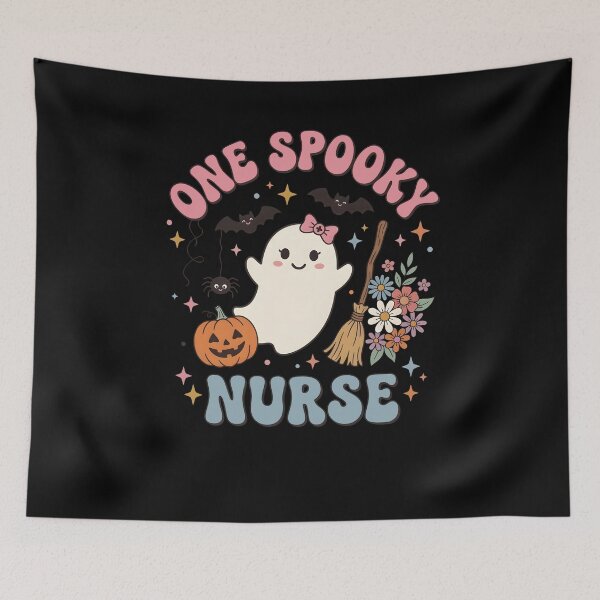 Item preview, One Spooky Nurse Cute Ghost Halloween Nurse Pumpkin Floral designed and sold by fawzimorsy.