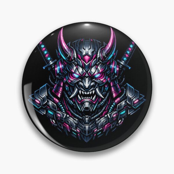 Item preview, Cyber Oni Samurai Neon Japanese Mask  Futuristic Streetwear Graphic T-Shirt Design designed and sold by HAFIZ-DP.
