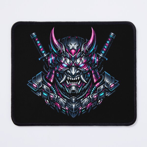 Item preview, Cyber Oni Samurai Neon Japanese Mask  Futuristic Streetwear Graphic T-Shirt Design designed and sold by HAFIZ-DP.