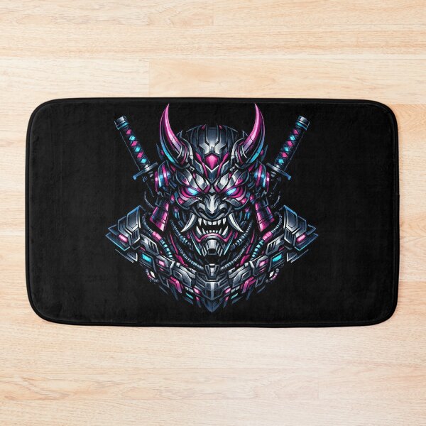 Item preview, Cyber Oni Samurai Neon Japanese Mask  Futuristic Streetwear Graphic T-Shirt Design designed and sold by HAFIZ-DP.