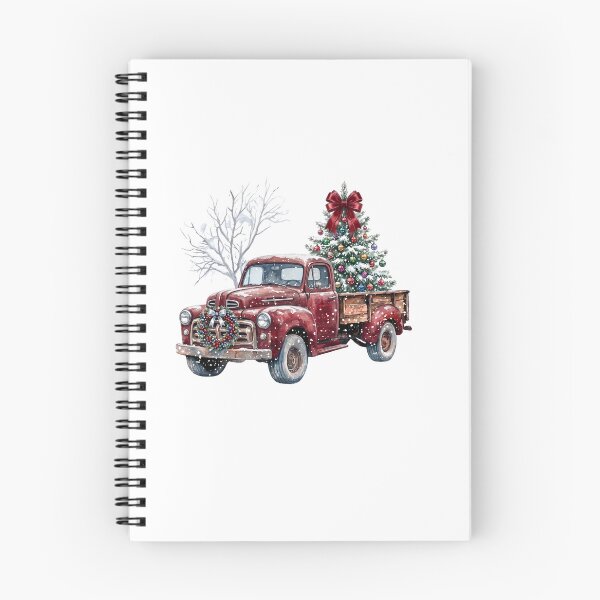 Item preview, Rustic Red Farm Truck with Christmas Tree Holiday Watercolor designed and sold by Artful Accents.