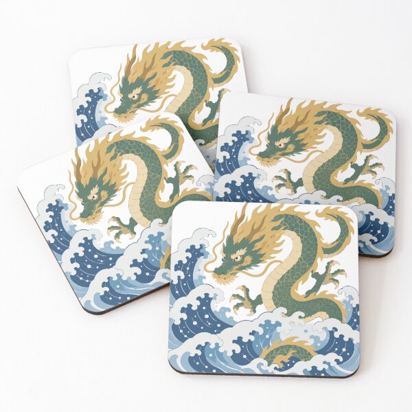 Item preview, Dragon and Waves - Japanese Art Style Dragon Illustration designed and sold by medicalkinoko.