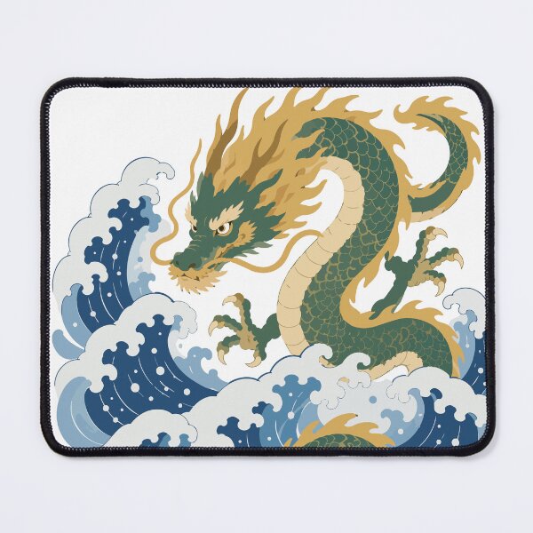 Item preview, Dragon and Waves - Japanese Art Style Dragon Illustration designed and sold by medicalkinoko.