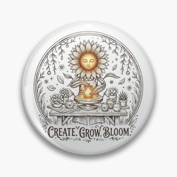 Item preview, Create Grow Bloom – Sunflower Pottery Art designed and sold by Dogandesighn.