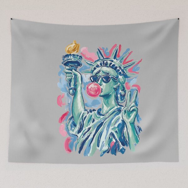 Item preview, Brushstroke Statue of Liberty Blowing Bubble Gum 4th of July designed and sold by mjohnson9.
