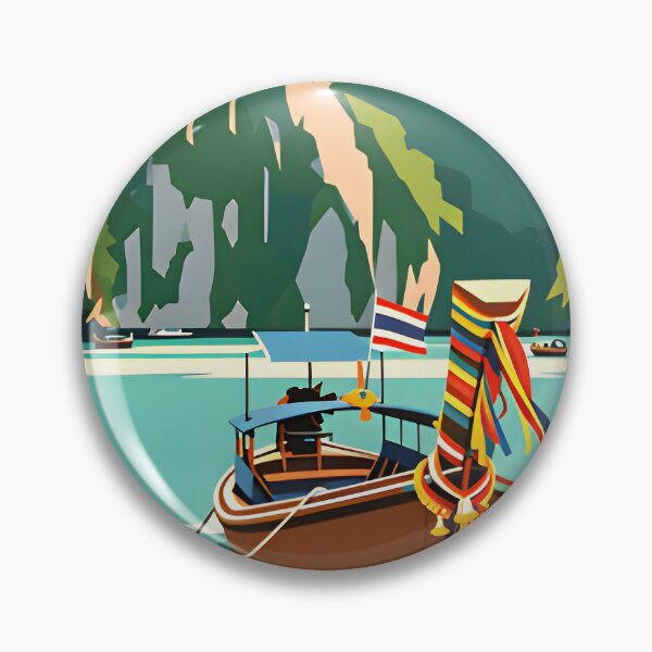 Item preview, Phi Phi Island Longtail Paradise – Vintage Thailand Travel Poster designed and sold by Spirit of Siam.