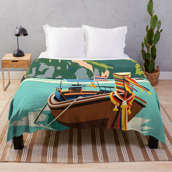 Item preview, Phi Phi Island Longtail Paradise – Vintage Thailand Travel Poster designed and sold by Spirit of Siam.