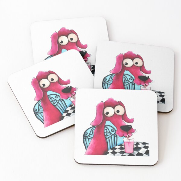 Item preview, Funny Pink Dog Drinking Milk designed and sold by barneylifes.