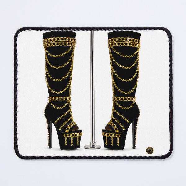 Item preview, Luxury Gold Chained Knee-High Black Boots designed and sold by Trans4med.