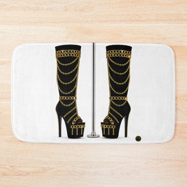 Item preview, Luxury Gold Chained Knee-High Black Boots designed and sold by Trans4med.