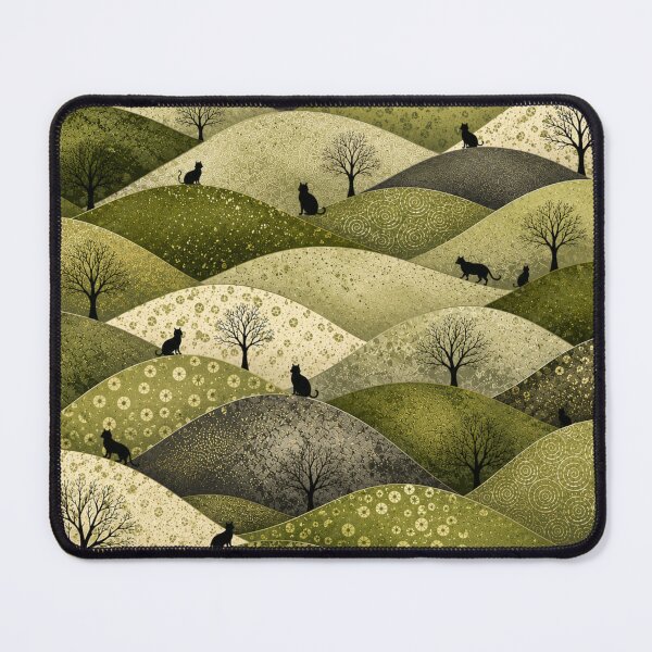 Item preview, Silhouette Wandering Cats Matcha Whispering Hills designed and sold by Mindworx21.