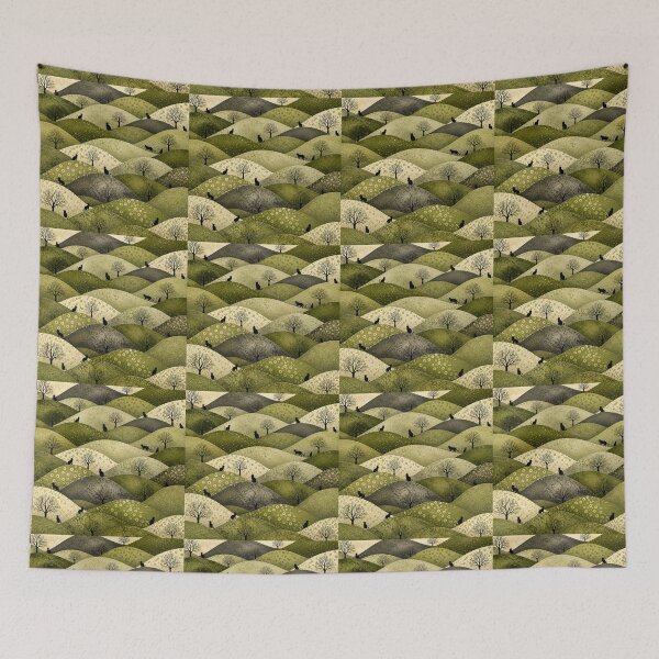 Item preview, Silhouette Wandering Cats Matcha Whispering Hills designed and sold by Mindworx21.