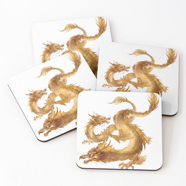 Item preview, Golden Twin Dragon Gods of Good Fortune designed and sold by sorahanado.