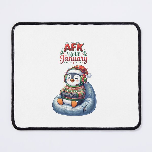 Item preview, AFK Until January Gamer Penguin designed and sold by DesignsCreative.
