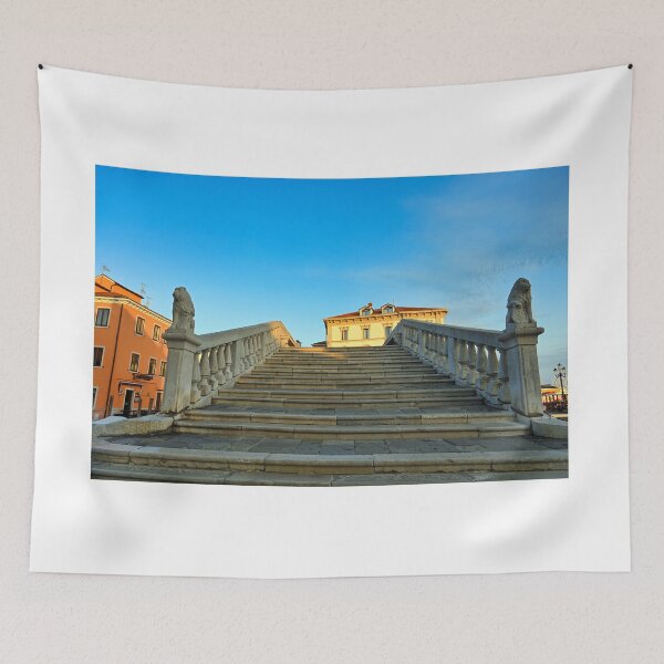 Item preview, Stone bridge Ponte di Vigo with lion statues in historical centre of Chioggia town, Veneto Region, Italy designed and sold by goceris.