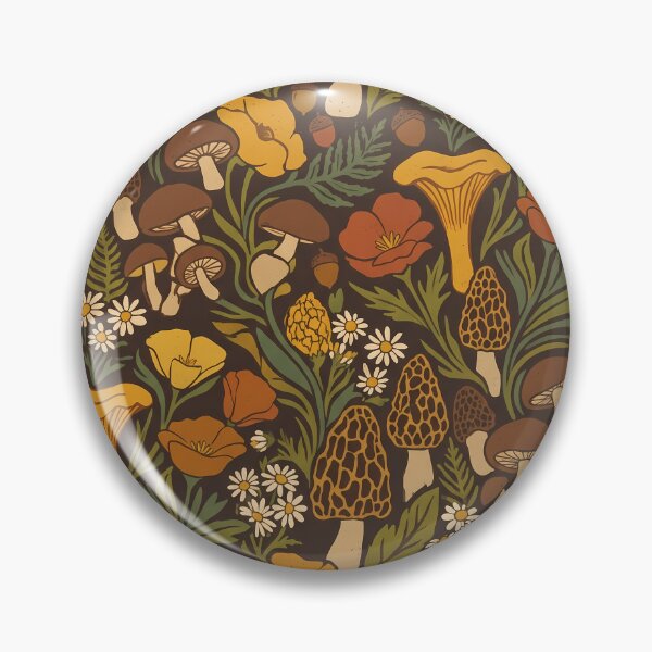 Item preview, 70s Retro Mushroom and Floral Pattern - Groovy Cottagecore Woodland designed and sold by Artful Accents.