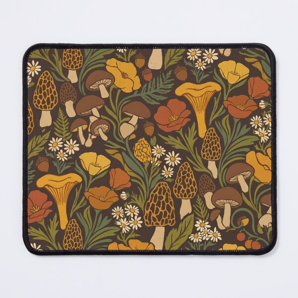 Item preview, 70s Retro Mushroom and Floral Pattern - Groovy Cottagecore Woodland designed and sold by Artful Accents.