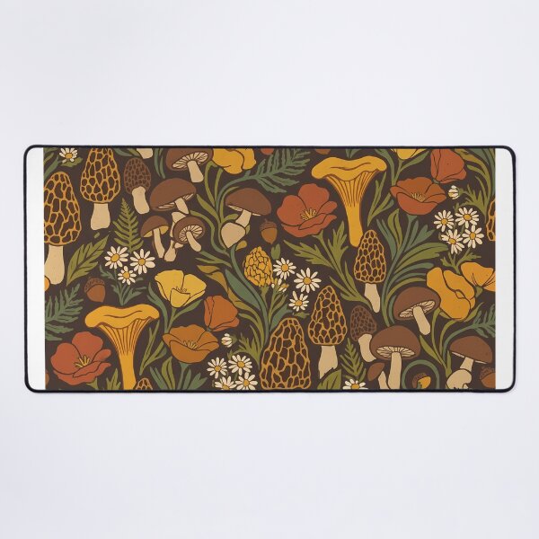 Item preview, 70s Retro Mushroom and Floral Pattern - Groovy Cottagecore Woodland designed and sold by Artful Accents.
