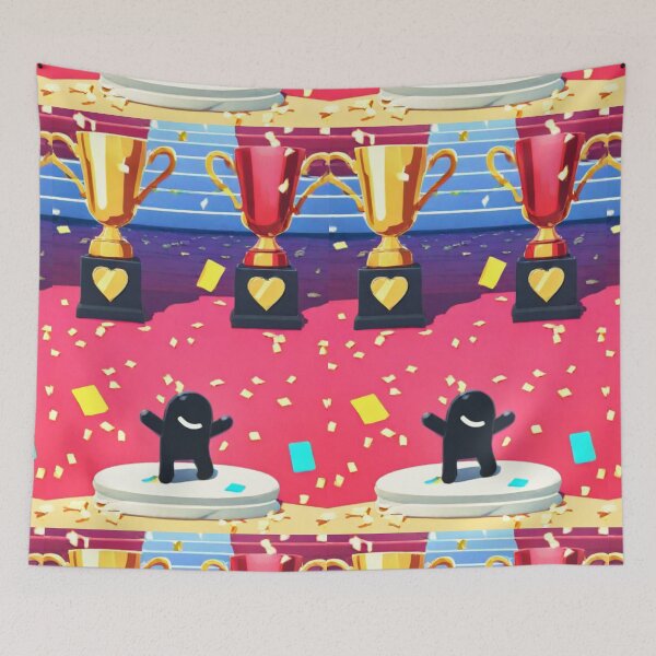 Item preview, Video Game - Minimalist Character, Festive Celebration on Colorful Podium designed and sold by Zone--Gaming.