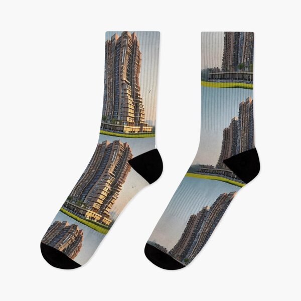 Item preview, Moderno edificio de apartamentos de gran altura al atardecer. designed and sold by Bhaskar Digital Art.