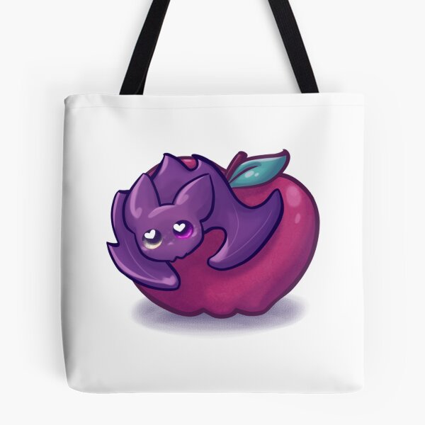 Item preview, Cute Purple Bat Eating Apple Snack Art designed and sold by lilLilaBat.