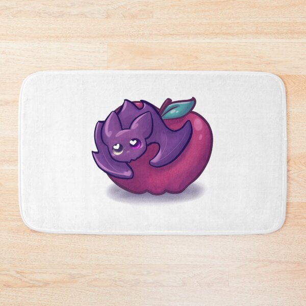 Item preview, Cute Purple Bat Eating Apple Snack Art designed and sold by lilLilaBat.