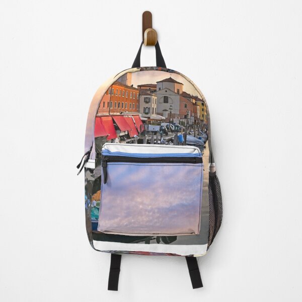 Item preview, Small boats floating in calm water, sunrise over town of Chioggia, Venetian Lagoon, Veneto, Italy. designed and sold by goceris.
