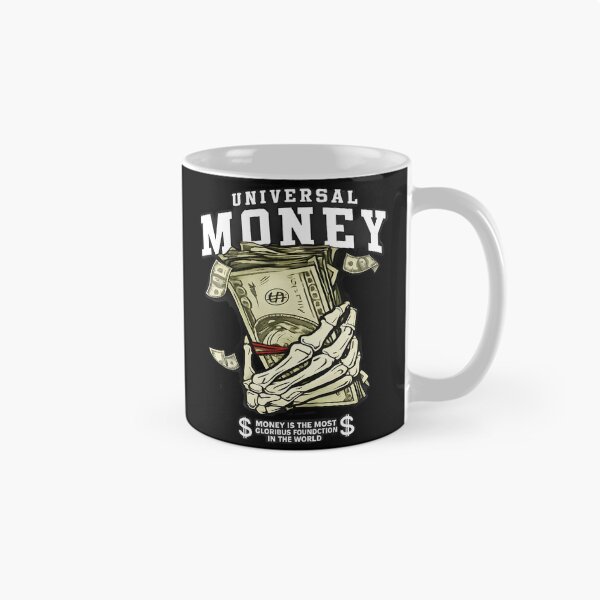 Aperçu de l'œuvre T-shirt graphique universel avec une main squelettique tenant des billets | Design sombre et esthétique sur la richesse créée et vendue par Bhaskar Digital Art.