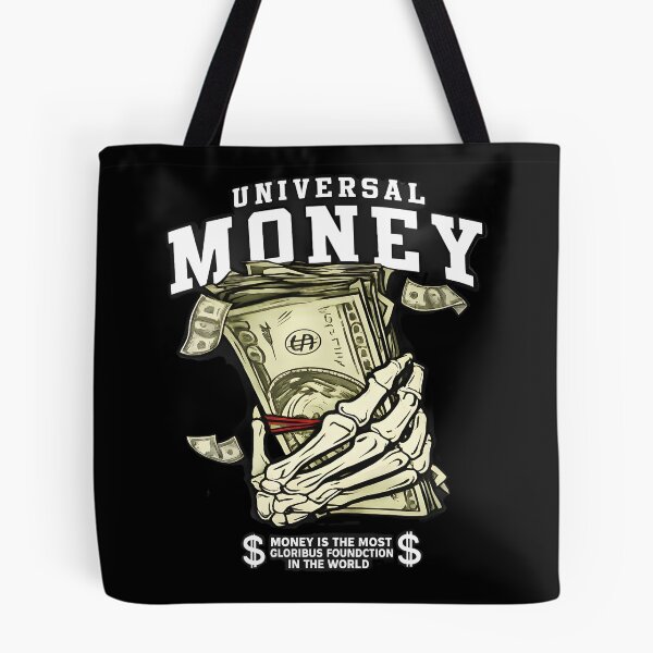 Item preview, Universal Money Skeleton Hand Holding Cash Graphic T-Shirt | Dark Aesthetic Wealth Quote Design designed and sold by Bhaskar Digital Art.