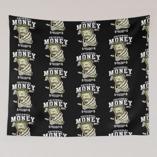 Item preview, Universal Money Skeleton Hand Holding Cash Graphic T-Shirt | Dark Aesthetic Wealth Quote Design designed and sold by Bhaskar Digital Art.