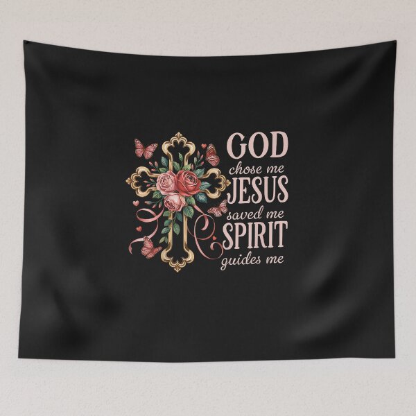 Item preview, God Chose Me Jesus Saved Me Pretty Rose Cross Christian designed and sold by FrankIsabel.