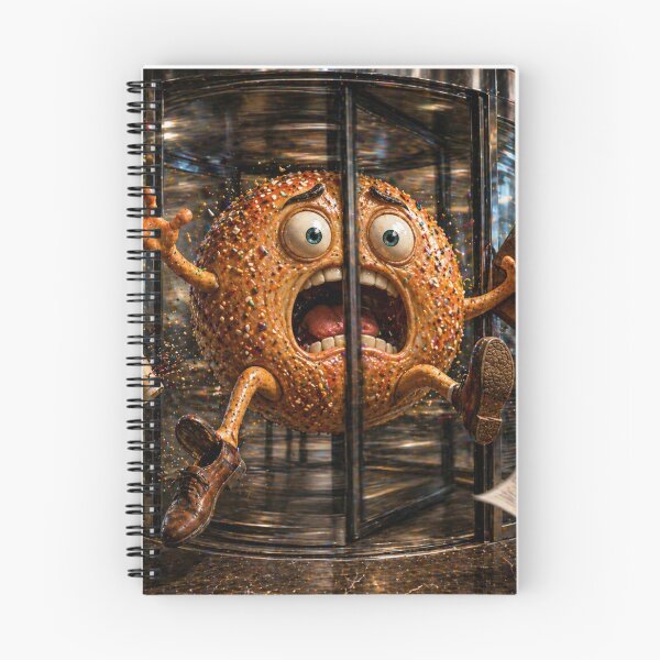 Item preview,  Funny Bagel Stuck in Revolving Door Chaotic Office Cartoon Character designed and sold by ComedyInkFactor.