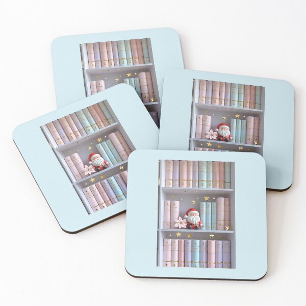 Item preview, Vintage Santa among pastel books and gold stars designed and sold by BriSher.