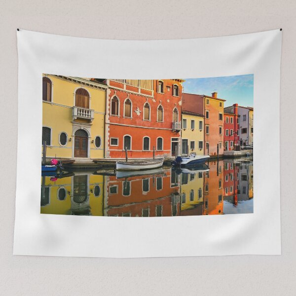 Item preview, Old colourful houses and boats, reflection in canal of Chioggia,summertime, Italy designed and sold by goceris.