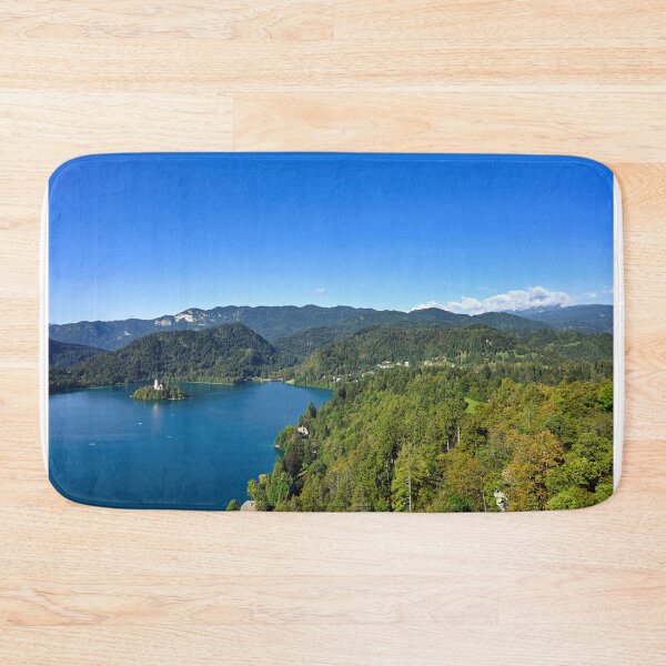 Item preview, Lake Bled and mountains, summertime landscape,Pilgrimage Church of the Assumption of Maria, Slovenia designed and sold by goceris.