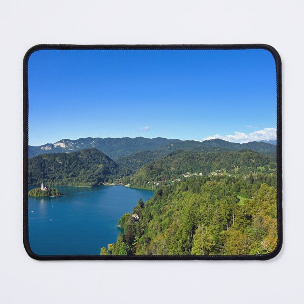 Item preview, Lake Bled and mountains, summertime landscape,Pilgrimage Church of the Assumption of Maria, Slovenia designed and sold by goceris.